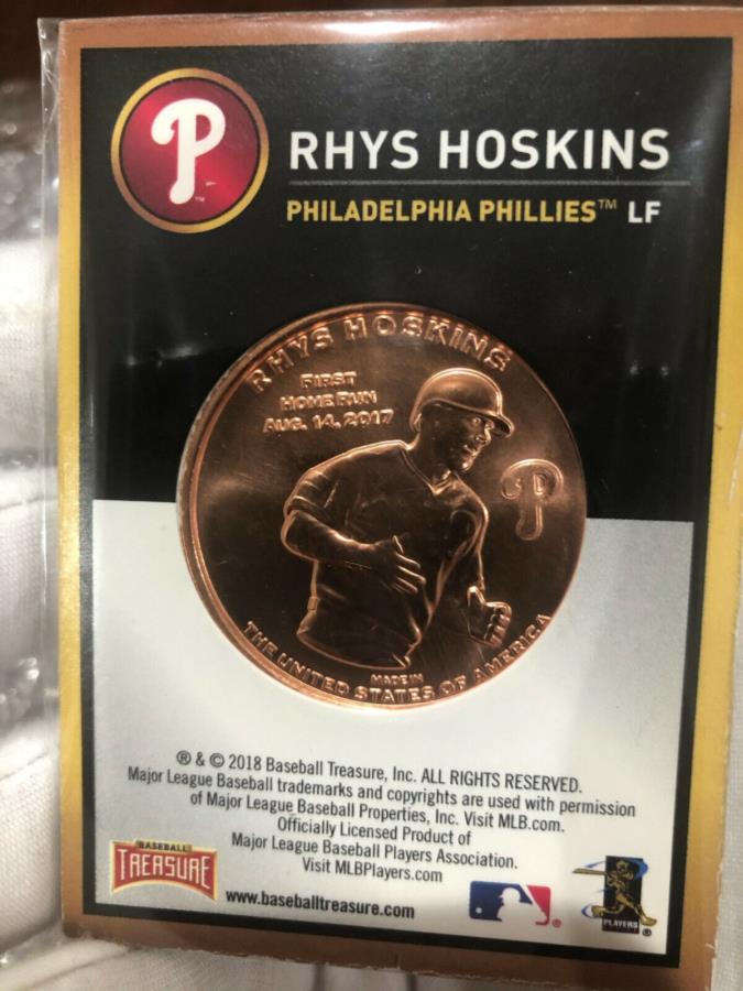 Rhys Hoskins 2018 Baseball Treasure MLB Coins Copper Phillies FD3216 R...
