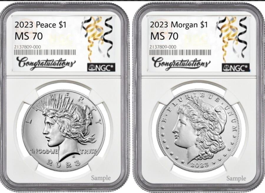 yɔi/iۏ؏tz AeB[NRC _RC [] PRESALE-2023 P MORGANPEACE SILVER DOLLAR NGC MS70߂łƂMtg Presale- 2023 P MORGAN & PEACE Silver Dollar NGC MS70 CONGRATULATIONS GIFT#