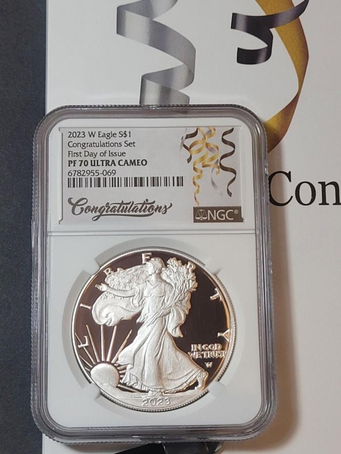 yɔi/iۏ؏tz AeB[NRC _RC [] 2023 wؖ$ 1Vo[C[O߂łƂ܂BNGCPF70FDOI; FDIivZ[j 2023 W Proof $1 Silver Eagle Congratulations Set NGC PF70 FDOI ; FDI (PRESALE)