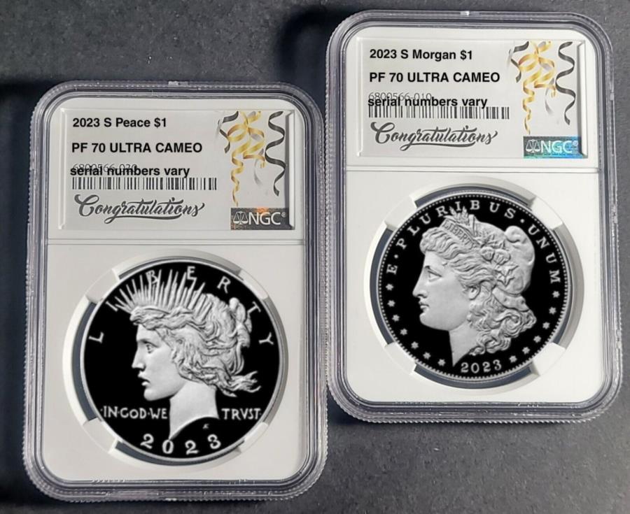  アンティークコイン モダンコイン  2023 S Morgan＆Peace Silver Dollar NGC PF70UC 2Pセットおめでとう＆PRESALE 2023 S MORGAN & PEACE Silver Dollar NGC PF70UC 2p Set CONGRATULATIONS &Presale