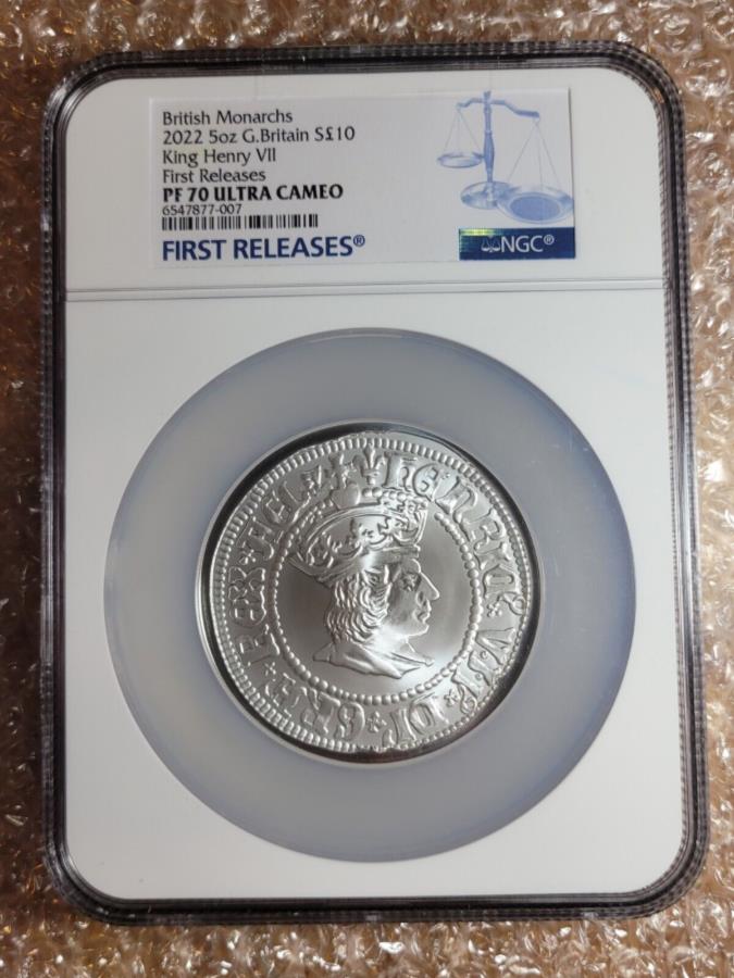 【極美品/品質保証書付】 アンティークコイン モダンコイン [送料無料] 2022 NGC PF70イギリスの君主5オンスキングヘンリーVIIシルバーコイン10ポンドMINT275 2022 NGC PF70 British Monarchs 5 oz King Henry VII Silver Coin 10 pounds mint275