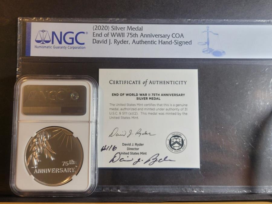 ڶ/ʼݾڽա ƥ 󥳥 [̵] 2020ν75ǯǰ̾COA116 NGC PF70 2020 End of World War II 75th Anniversary Silver Medal Signed COA #116 NGC PF70