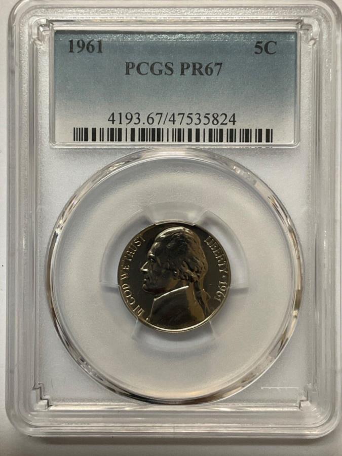 yɔi/iۏ؏tz AeB[NRC _RC [] 1961 Jefferson Nickel 5C PCGS PR67 1961 JEFFERSON NICKEL 5C PCGS PR67