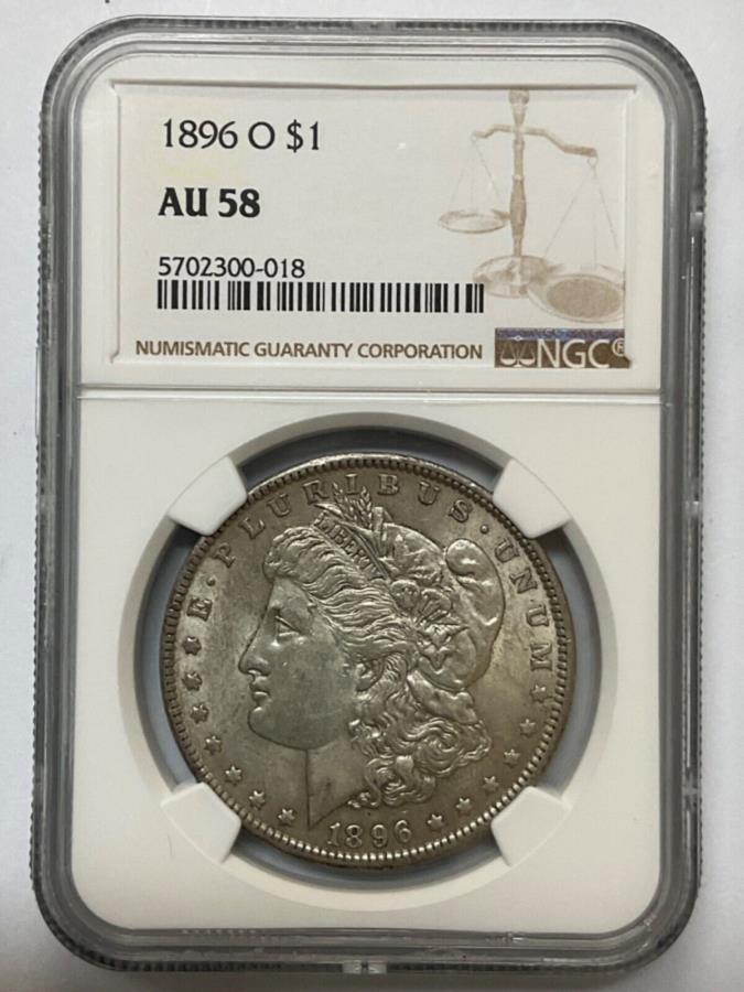 1896 oモーガンシルバーダラー$ 1 NGC AU58 5702300-018 1896 O MORGAN SILVER DOLLAR $1 NGC AU58 5702300-018