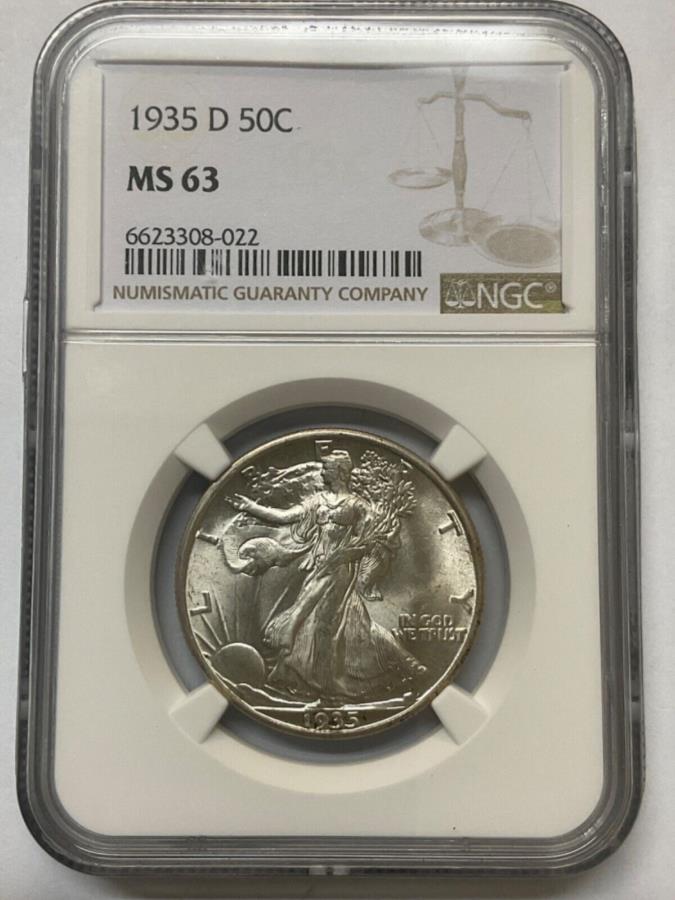 yɔi/iۏ؏tz AeB[NRC _RC [] 1935 dVo[EH[LOoeBn[t_[50C NGC MS63 6623308-022 1935 D SILVER WALKING LIBERTY HALF DOLLAR 50C NGC MS63 6623308-022