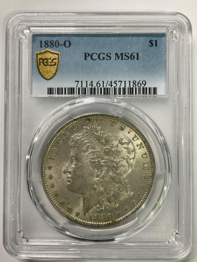 yɔi/iۏ؏tz AeB[NRC _RC [] 1880 O Morgan Silver Dollar $ 1 PCGS MS61S[hx45711869 1880 O MORGAN SILVER DOLLAR $1 PCGS MS61 GOLD LABEL 45711869