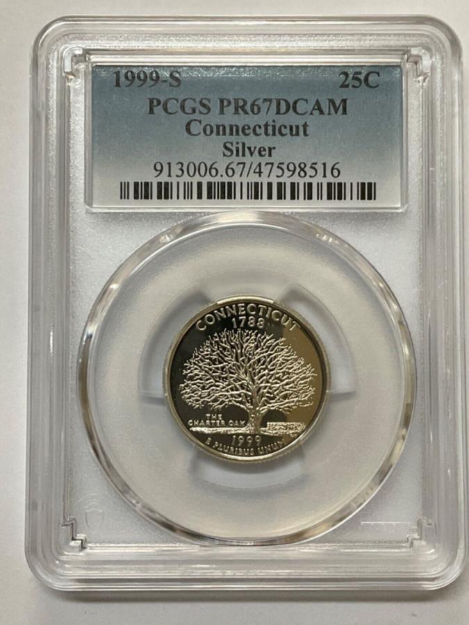  アンティークコイン モダンコイン  1999 Sシルバークォーター25CコネチカットPCGS PR67DCAM 1999 S SILVER QUARTER 25C CONNECTICUT PCGS PR67DCAM