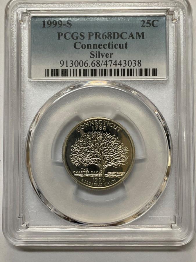  アンティークコイン モダンコイン  1999 Sシルバークォーター25CコネチカットPCGS PR68DCAM 1999 S SILVER QUARTER 25C CONNECTICUT PCGS PR68DCAM