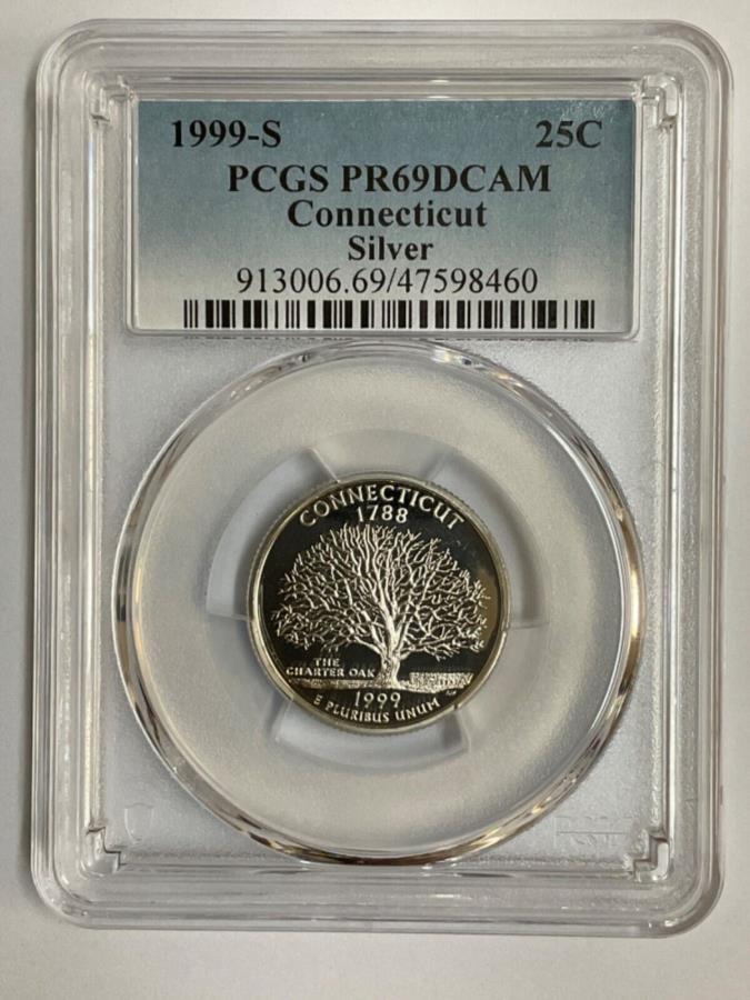  アンティークコイン モダンコイン  1999 Sシルバークォーター25CコネチカットPCGS PR69DCAM 1999 S SILVER QUARTER 25C CONNECTICUT PCGS PR69DCAM