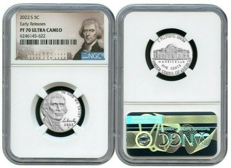 yɔi/iۏ؏tz AeB[NRC _RC [] 2022 SWFt@[\jbP5C NGC PF 70EgJIA[[[XR6 2022 S JEFFERSON NICKEL 5C NGC PF 70 ULTRA CAMEO EARLY RELEASES R6