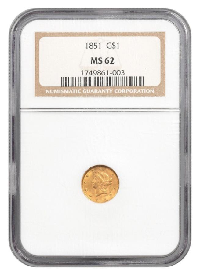 yɔi/iۏ؏tz AeB[NRC _RC [] 1851S[h^Cv1oeBwbh$ 1RCNGC MS62 1851 Gold Type 1 Liberty Head $1 Coin NGC MS62