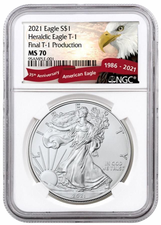 ڶ/ʼݾڽա ƥ 󥳥 [̵] 2021 $ 1ꥫ󥷥С1T-1 NGC MS70եʥT-1ץ󥤡٥ 2021 $1 American Silver Eagle 1 oz T-1 NGC MS70 Final T-1 Production Eagle Label