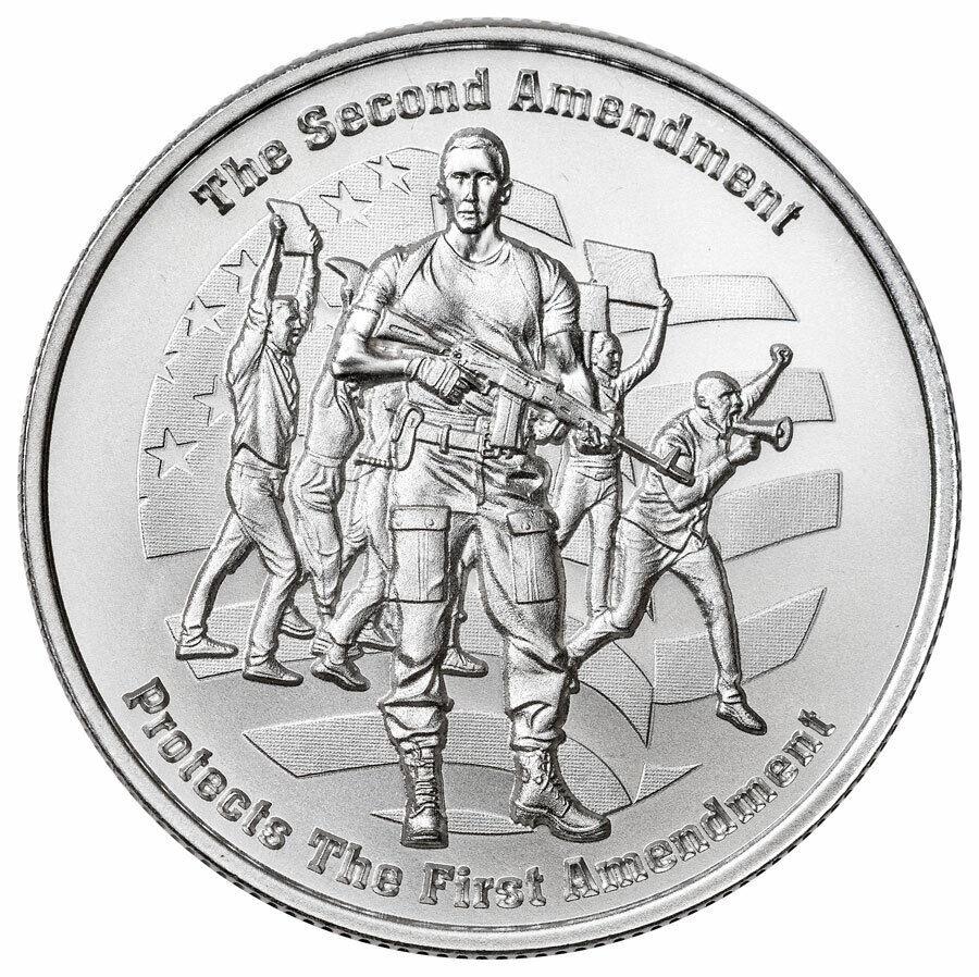 2022年の修正サテン1オンスCOA付きカプセルの銀メダル 2022 Second Amendment Satin 1 oz Silver Medal in Capsule with COA