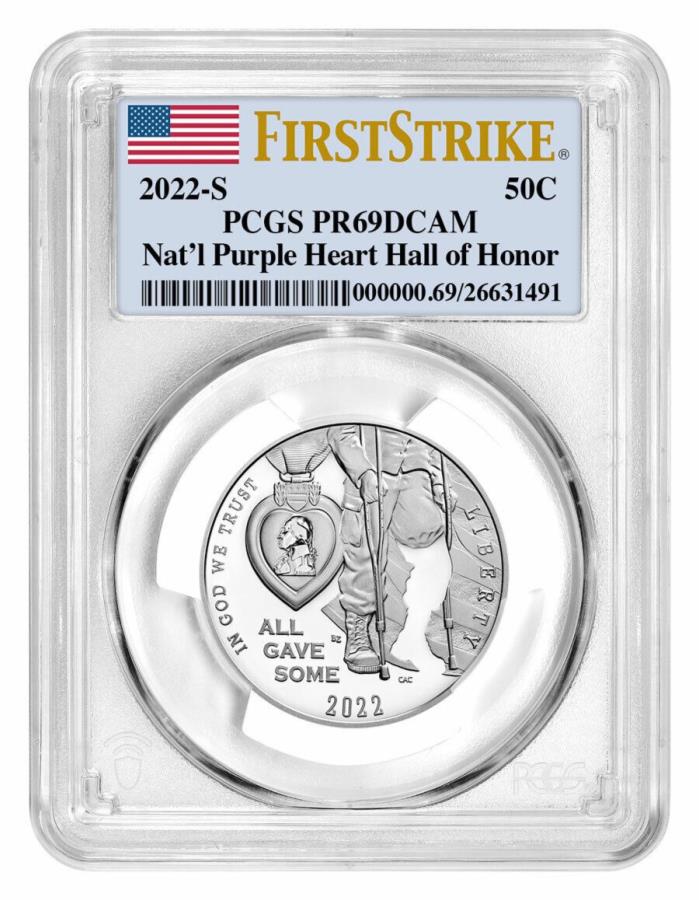 2022 S National Purple Heart Hall of Honor Clad Half Dollar PCGS PR69 FS 2022 S National Purple Heart Hall of Honor Clad Half Dollar PCGS PR69 FS