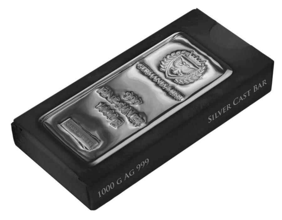 【極美品/品質保証書付】 アンティークコイン モダンコイン [送料無料] ゲルマニアミントキャスト1キロシルバーバージェムブー Germania Mint Cast 1 Kilo Silver Bar GEM BU
