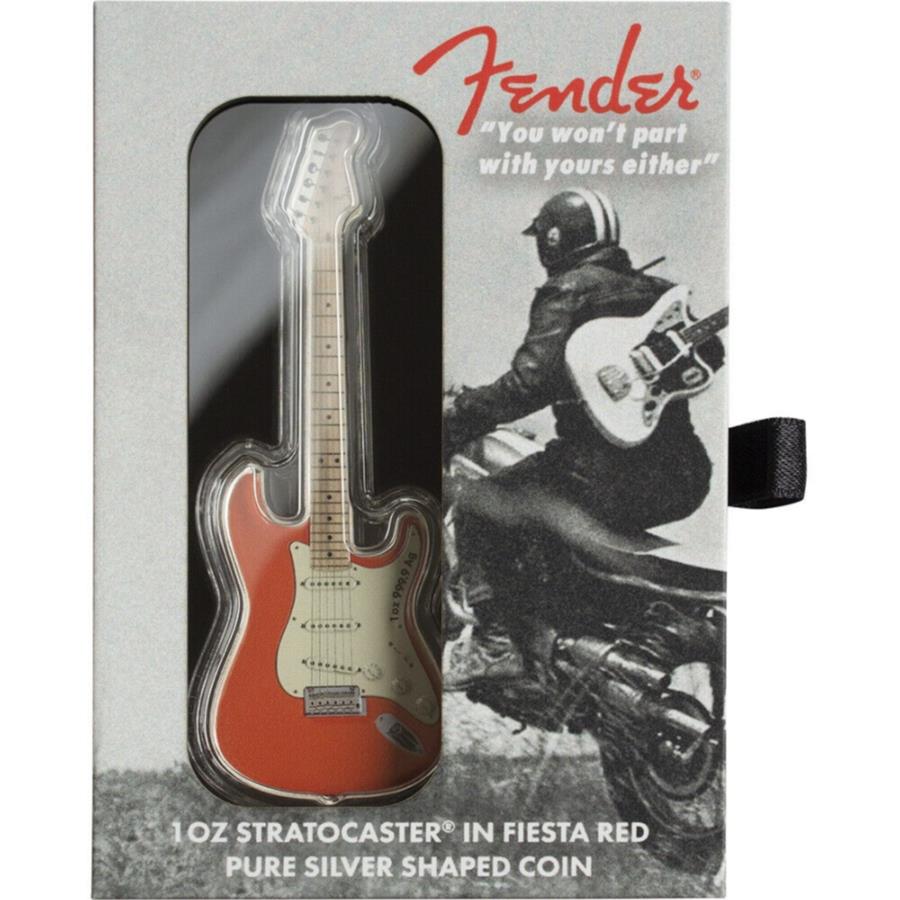 【極美品/品質保証書付】 アンティークコイン モダンコイン [送料無料] 1オンスパンプスイスシルバーフェンダーストラトキャスターフィエスタレッドギフトギフトボックス 1 oz PAMP Suisse Silver Fender Stratocaster Fiesta Red Guitar in Gift Box