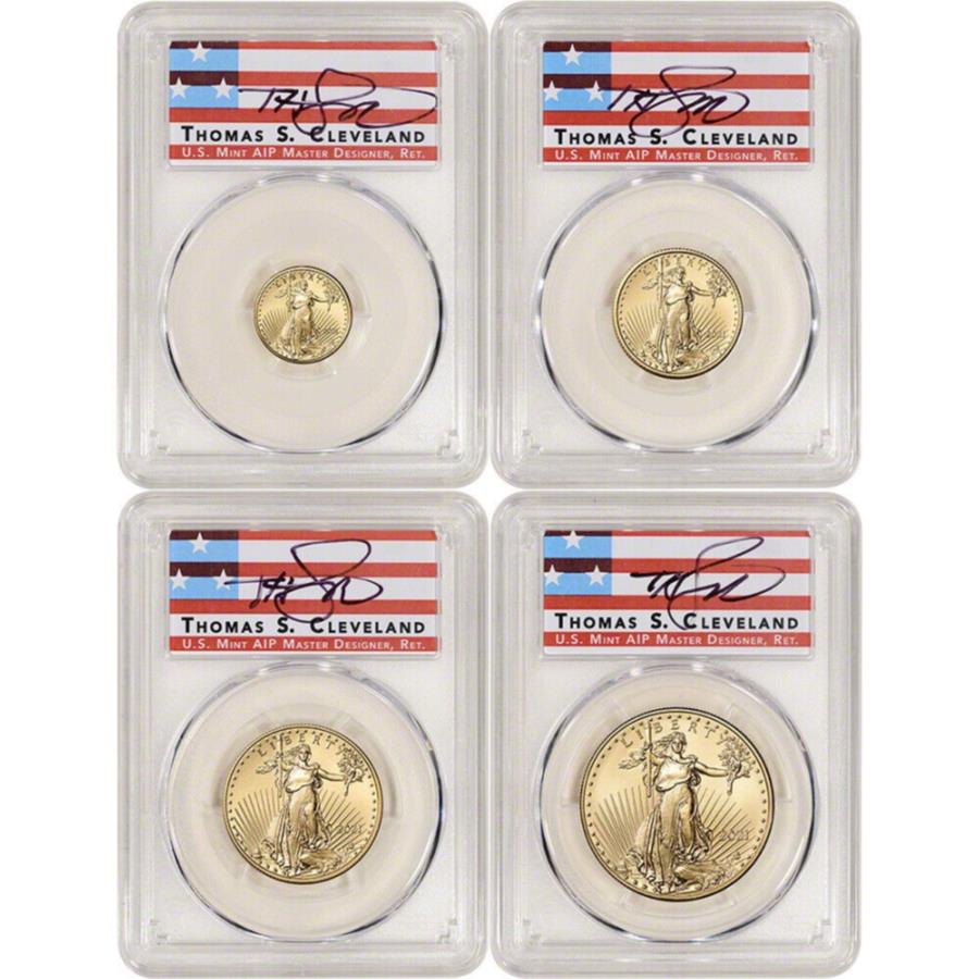 yɔi/iۏ؏tz AeB[NRC _RC [] 2021AJS[hC[O^Cv2 4-PCNZbgPCGS MS70 2021 American Gold Eagle Type 2 4-pc Year Set PCGS MS70 First Day Issue Signed