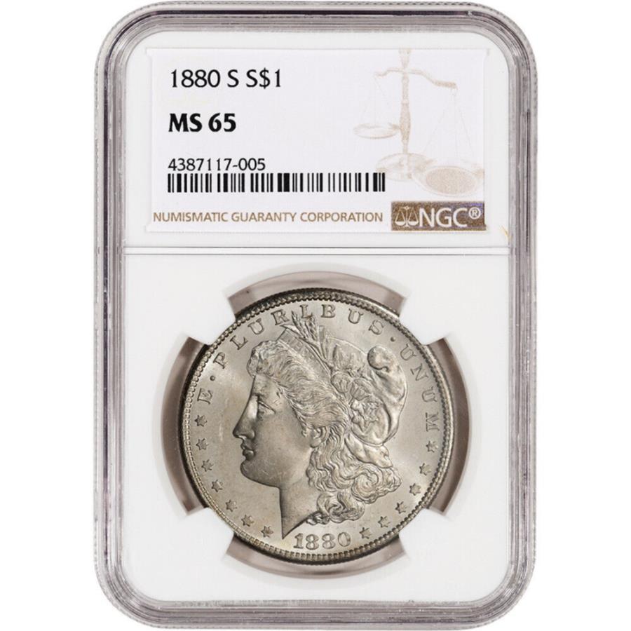 yɔi/iۏ؏tz AeB[NRC _RC [] 1880 -S US[KVo[_[$ 1 -NGCMS65 1880-S US Morgan Silver Dollar $1 - NGC MS65