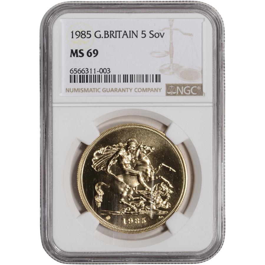 ڶ/ʼݾڽա ƥ 󥳥 [̵] 1985졼ȥ֥ƥ󥴡5֥5ݥ-NGCMS69 1985 Great Britain Gold 5 Sovereign ?5 - NGC MS69