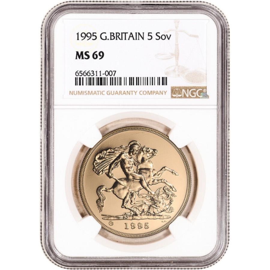 ڶ/ʼݾڽա ƥ 󥳥 [̵] 1995졼ȥ֥ƥ󥴡5֥5ݥ-NGCMS69 1995 Great Britain Gold 5 Sovereign ?5 - NGC MS69