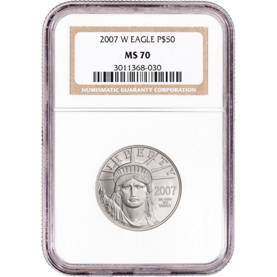 yɔi/iۏ؏tz AeB[NRC _RC [] 2007 W American Platinum Eagle Burnished 1/2 Oz $ 50 -NGC MS70 2007 W American Platinum Eagle Burnished 1/2 oz $50 - NGC MS70