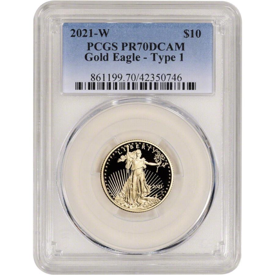 yɔi/iۏ؏tz AeB[NRC _RC [] 2021 wAJS[hC[Ov[t1/4IX$ 10 -PCGS PR70 DCAM 2021 W American Gold Eagle Proof 1/4 oz $10 - PCGS PR70 DCAM