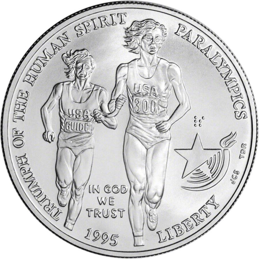 yɔi/iۏ؏tz AeB[NRC _RC [] 1995 D USIsbNuChi[RBUVo[_[ - JvZ̃RC 1995 D US Olympic Blind Runner Commem BU Silver Dollar - Coin in Capsule