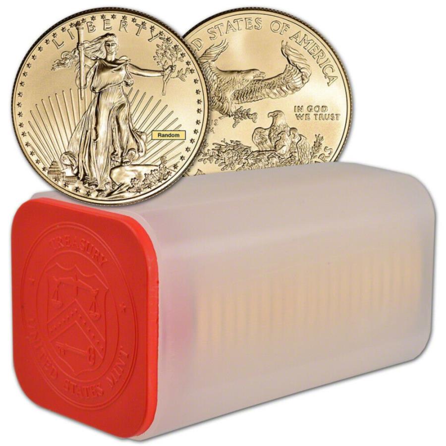 【極美品/品質保証書付】 アンティークコイン モダンコイン [送料無料] アメリカンゴールドイーグル1オンス$ 50-ランダムな日付-1ロール-20 buコインミントチューブ American Gold Eagle 1 oz $50 - Random Date - 1 Roll - 20 BU Coins in Mint Tube
