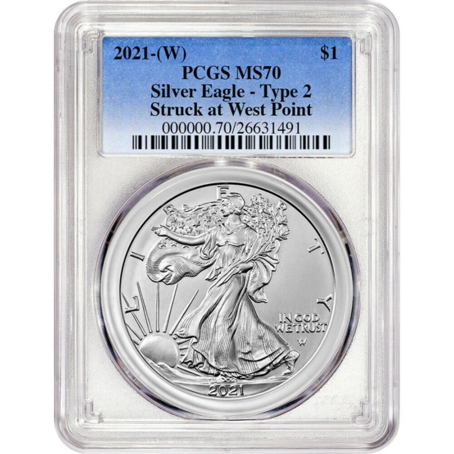 2021WAmerican Silver Eagle Type2 -PCGSMS70 2021 (W) American Silver Eagle Type 2 - PCGS MS70