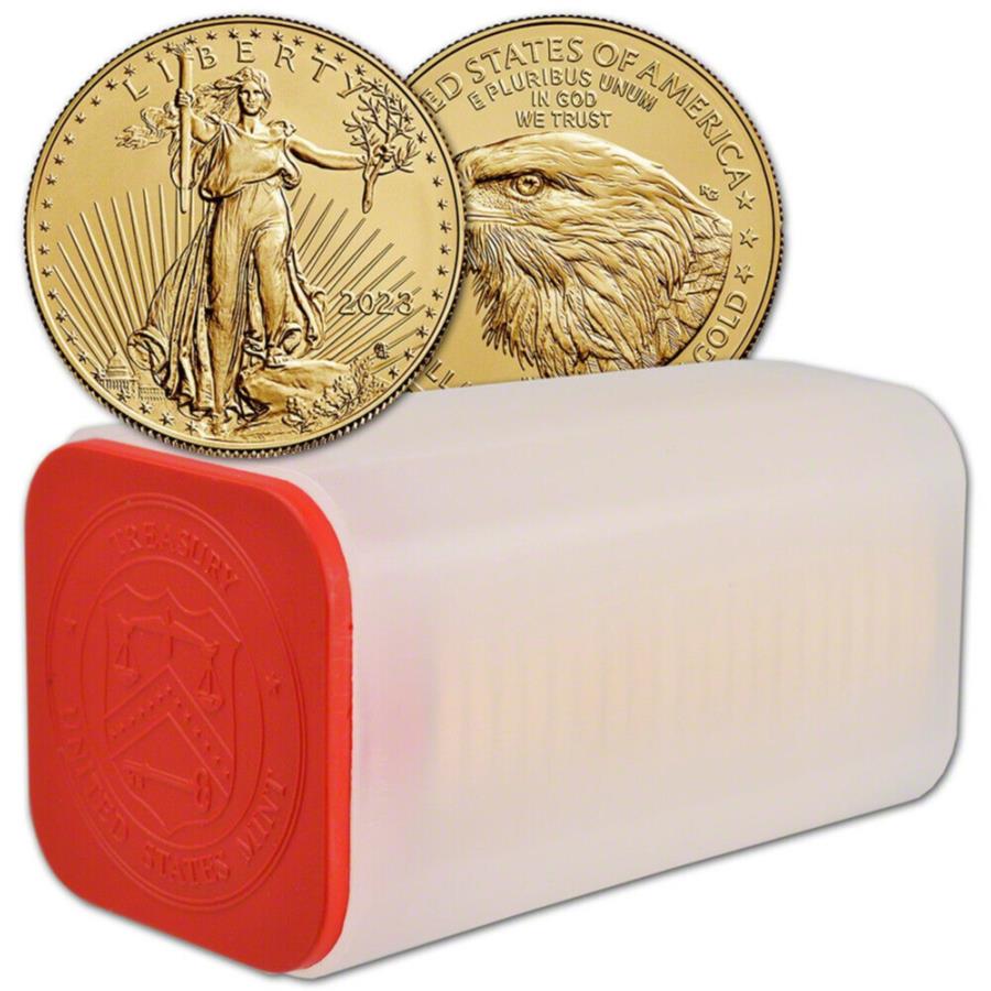 【極美品/品質保証書付】 アンティークコイン モダンコイン [送料無料] 2023アメリカンゴールドイーグル1オンス$ 50 1ロール22 20 buコインミントチューブ 2023 American Gold Eagle 1 oz $50 1 Roll Twenty 20 BU Coins in Mint Tube