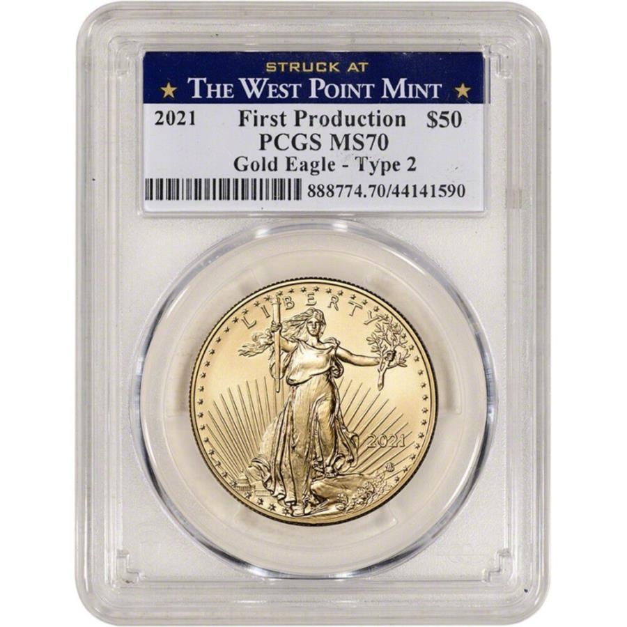 ڶ/ʼݾڽա ƥ 󥳥 [̵] 2021ꥫ󥴡ɥ륿2 1$ 50 -PCGS MS70եȥץWP٥ 2021 American Gold Eagle Type 2 1 oz $50 - PCGS MS70 First Production WP Label