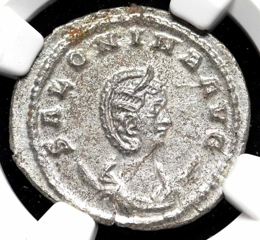 サロニナ、広告254-268。 NGC AU、ガリエエヌスの妻、シルバーアントニニアニアン Salonina, AD 254-268. Silver Antoninianus, Wife of Gallienus, NGC AU