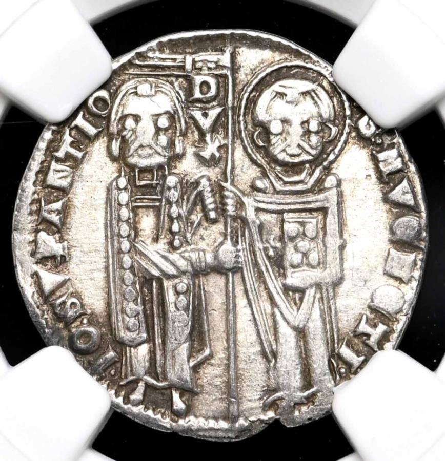 yɔi/iۏ؏tz AeB[NRC _RC [] C^AAFlcBAB Giovanni SoranzoA1312-1328AVo[Ob\ANGC AU53 ITALY, Venice. Giovanni Soranzo, 1312-1328, Silver Grosso, NGC AU53