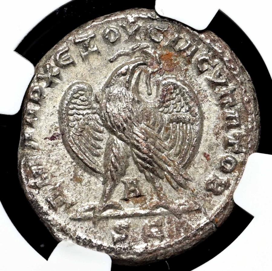  アンティークコイン モダンコイン  アンティオキア。 Trebonianus Gallus、AD 251-253。ビロン・テトラドラックム、イーグル、NGC XF ANTIOCH. Trebonianus Gallus, AD 251-253. Billon Tetradrachm, Eagle, NGC Ch XF