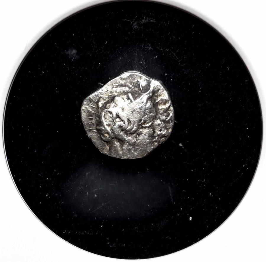 yɔi/iۏ؏tz AeB[NRC _RC [] tBXeBAAKUBVo[I{AIO5I4IAel͕킵ANGC CH͂܂܂ PHILISTIA, Gaza. Silver Obol, 5th-4th Century B.C. Imitating Athens, NGC Ch Fine