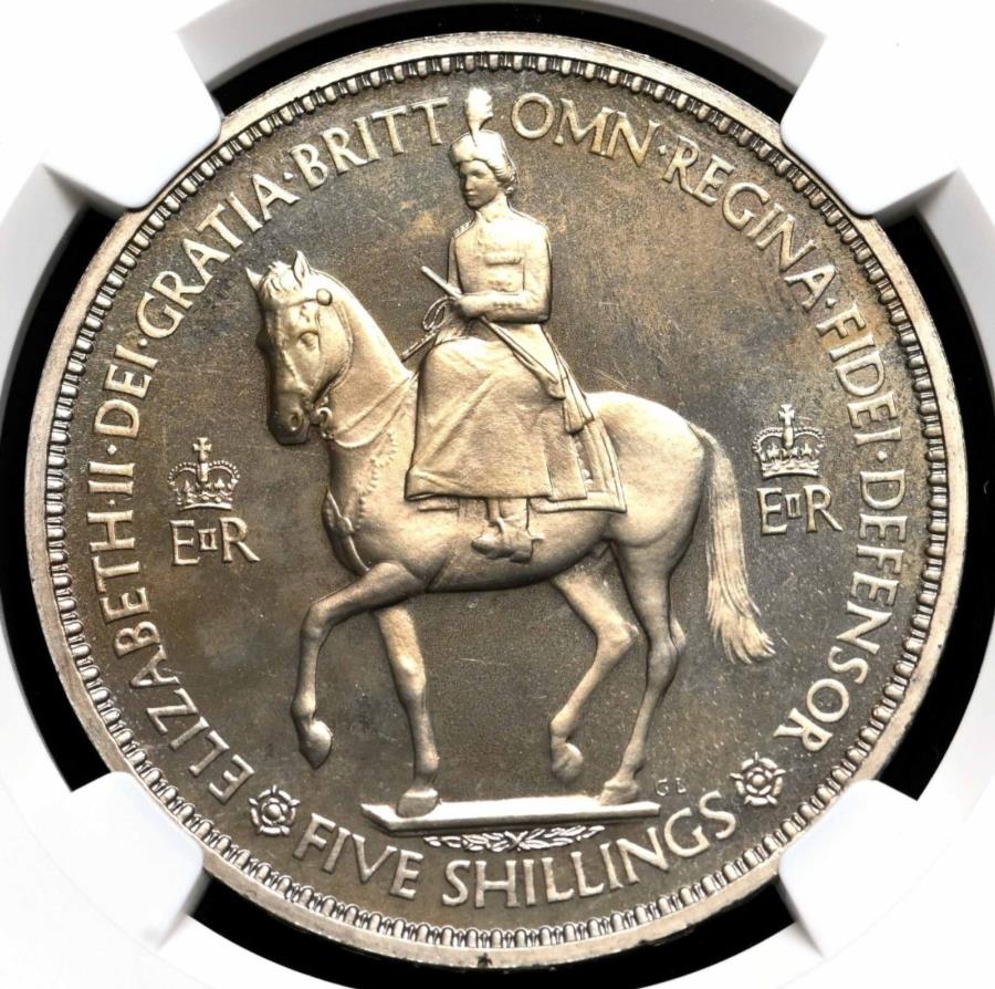 yɔi/iۏ؏tz AeB[NRC _RC [] CMX1953NGUxXIIRl[Vv[tNEANGC PF66+JI GREAT BRITAIN 1953 Elizabeth II Coronation Proof Crown, NGC PF66+ Cameo