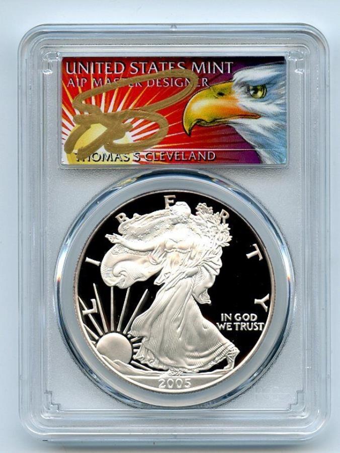 yɔi/iۏ؏tz AeB[NRC _RC [] 2005 w $ 1ؖAJVo[C[O1IXPCGS PR70DCAMg[}XN[uhC[O 2005 W $1 Proof American Silver Eagle 1oz PCGS PR70DCAM Thomas Cleveland Eagle