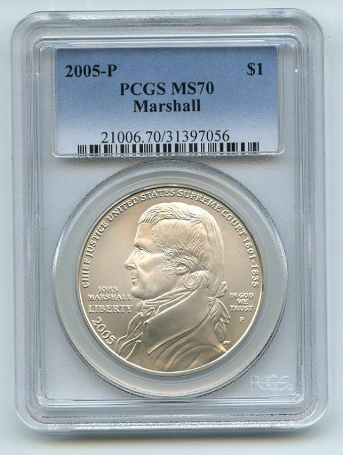 ڶ/ʼݾڽա ƥ 󥳥 [̵] 2005 P $ 1ե㥹ƥޡ륷СǰɥPCGSMS70 2005 P $1 Chief Justice Marshall Silver Commemorative Dollar PCGS MS70