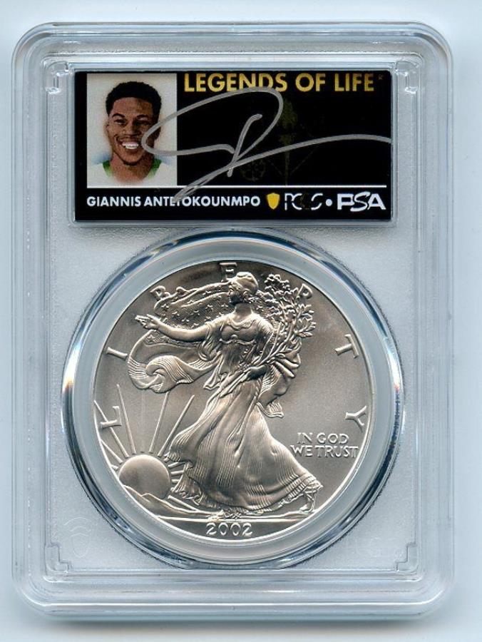 yɔi/iۏ؏tz AeB[NRC _RC [] 2002 $ 1AJVo[C[OPCGS MS70 Legends of LifeGiannis Antetokounmpo 2002 $1 American Silver Eagle PCGS MS70 Legends of Life Giannis Antetokounmpo