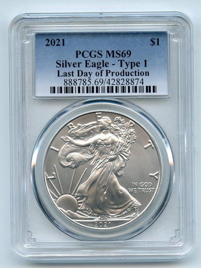 yɔi/iۏ؏tz AeB[NRC _RC [] 2021 $ 1AJVo[C[O^Cv1Y̍ŏIPCGS MS69 2021 $1 American Silver Eagle Type 1 Last Day of Production PCGS MS69