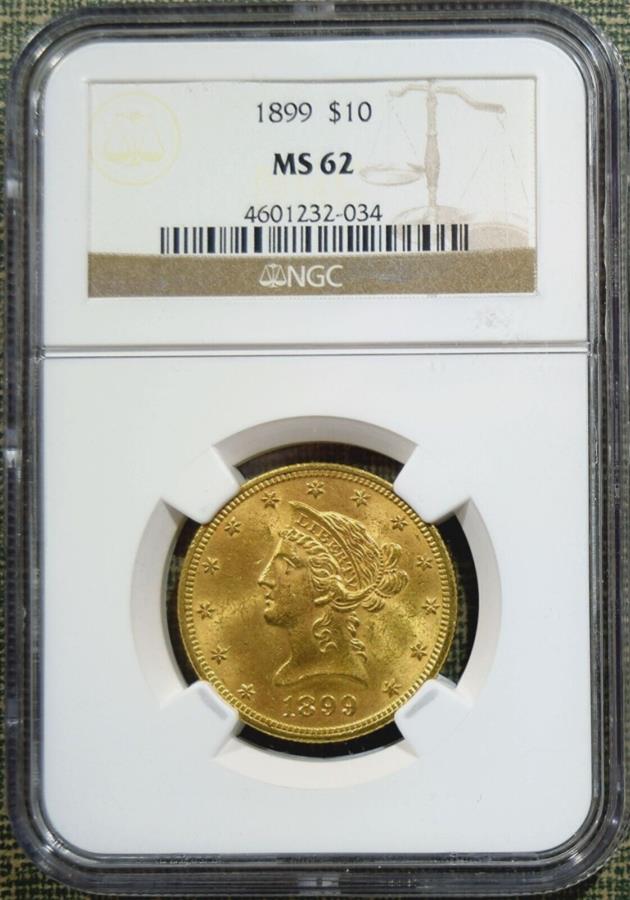  アンティークコイン モダンコイン  1899 NGC MS62 $ 10.00ゴールドリバティイーグル 1899 NGC MS62 $10.00 Gold Liberty Eagle