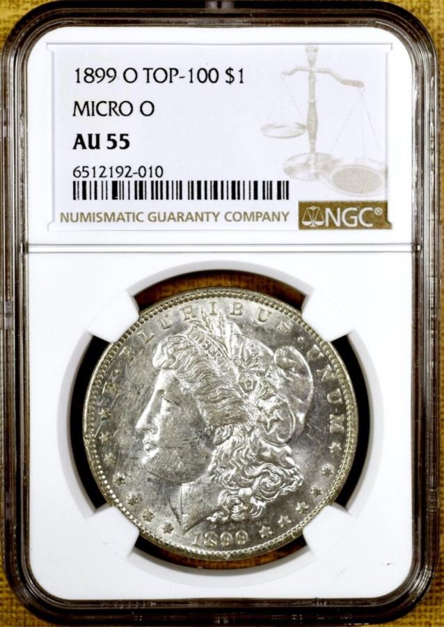 1899 -O Micro O NGC AU55 Morgan Dollar -Vam 4 1899-O Micro O NGC AU55 Morgan Dollar - VAM 4