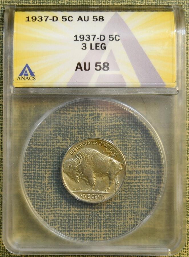 1937 -d 3ANACS AU58Хåե˥å-GradeMS61 -MS62 1937-D 3 Legs ANACS AU5...