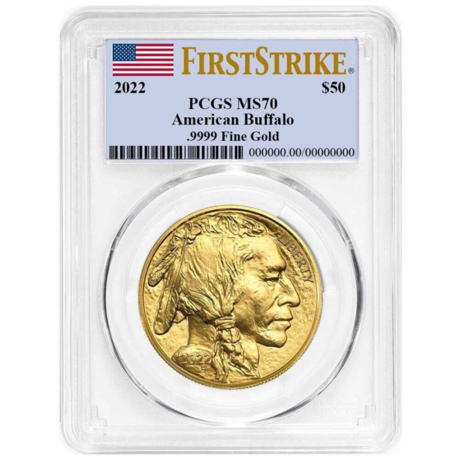  アンティークコイン モダンコイン  2022 $ 50アメリカンゴールドバッファローPCGS MS70 FSフラグラベル 2022 $50 American Gold Buffalo PCGS MS70 FS Flag Label