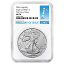 2021 $ 1タイプ2アメリカンシルバーイーグルNGC MS70 FDIファーストラベル 2021 $1 Type 2 American Silver Eagle NGC MS70 FDI First Label(3)