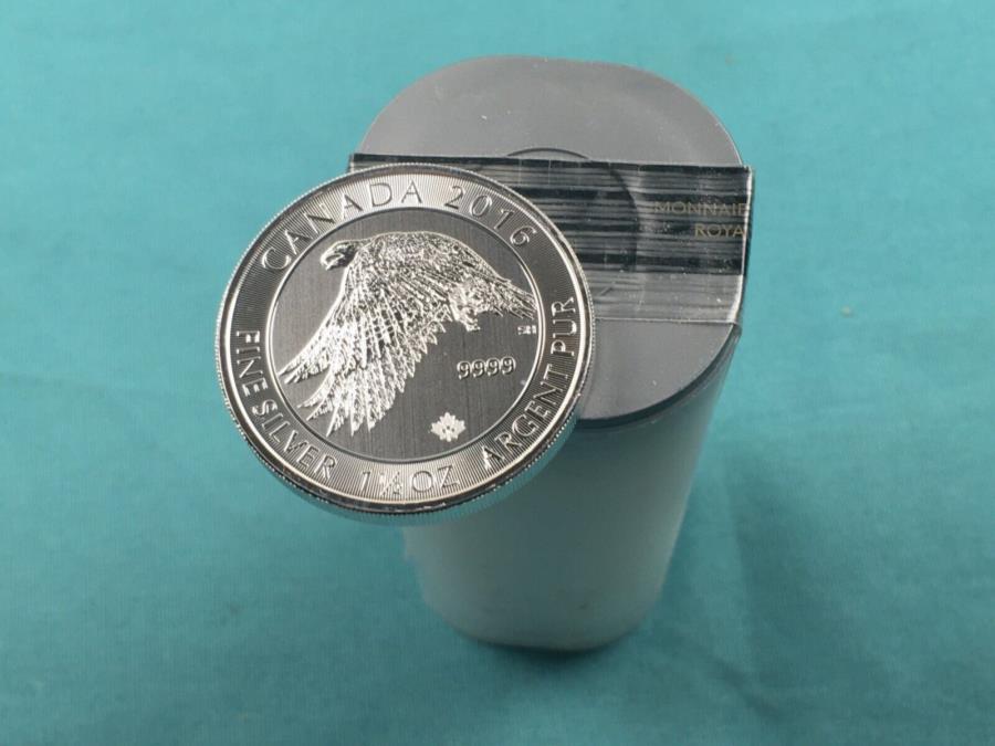 yɔi/iۏ؏tz AeB[NRC _RC [] 15RCt[2016Ji_1.5IXVo[zCgt@RzRC 15 Coin Full Roll 2016 Canada 1.5 oz Silver White Falcon Uncirculated Coin