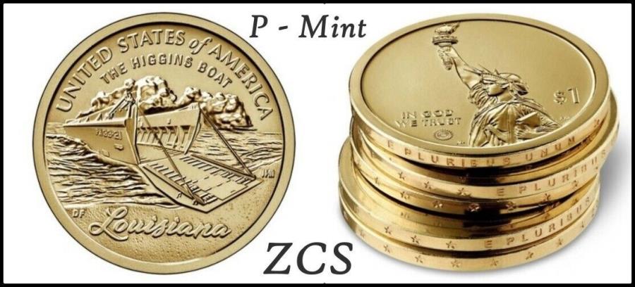 yɔi/iۏ؏tz AeB[NRC _RC [] 2023 PCWAiAJCmx[V$ 1RCqMY{[g1 UNCRC}l[ 2023 P Louisiana American Innovation $1 Coins Higgin's Boat 1 UNC Coin Money