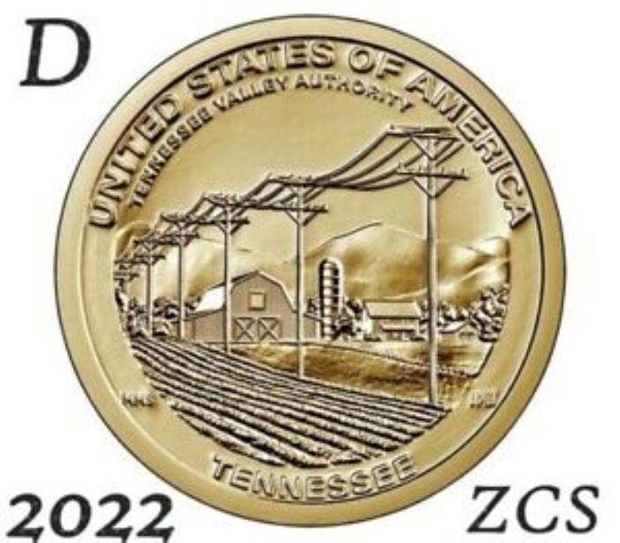 yɔi/iۏ؏tz AeB[NRC _RC [] 2022 D American Innovation $ 1 COINSelV[`C1 UNCRC 2022 D American Innovation $1 Coins Tennessee Transmission Lines 1 UNC Coin