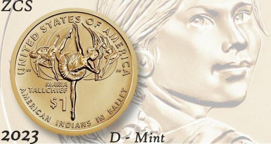 【極美品/品質保証書付】 アンティークコイン モダンコイン 送料無料 2023 dサカガウィアネイティブアメリカンインディアンマリアトールチャイフ 1ドルコイン 2023 D Sacagawea Native American Indian Maria Tallchief 1 Dollar Coin