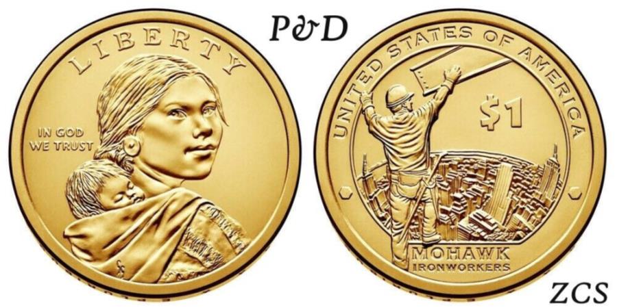  アンティークコイン モダンコイン  2015 P＆Dネイティブアメリカンインディアンドル米国ミントコインモホーク鉄労働者コイン 2015 P&D Native American Indian Dollar U.S. Mint Coin Mohawk Iron workers Coins